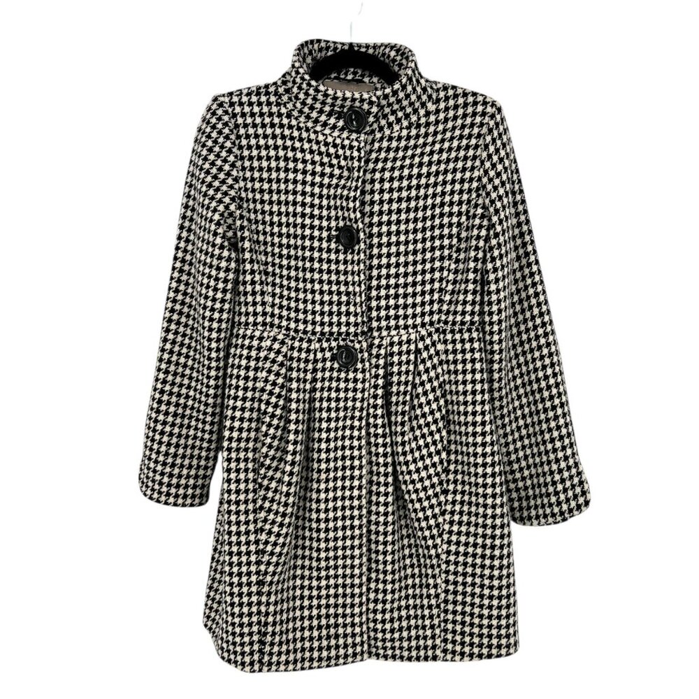 bitten by Sarah Jessica Parker Houndstooth Coat Black White Size Small